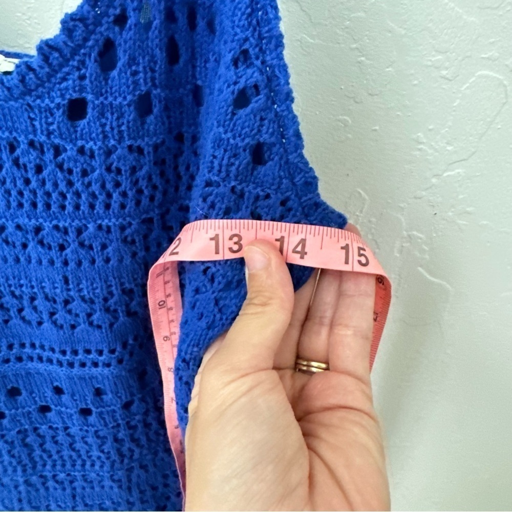 Freshman 1996 Royal Blue Summer Crochet Lined Tank Scallop Hem Bodycon Dress XS - Picture 4 of 8